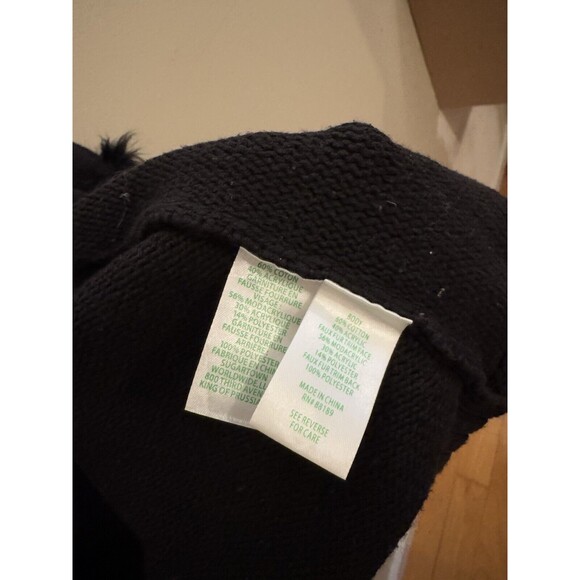 Lilly Pulitzer Black Size Large Open Cardigan Sweater Faux Fur Trim Cotton Money - Picture 4 of 8